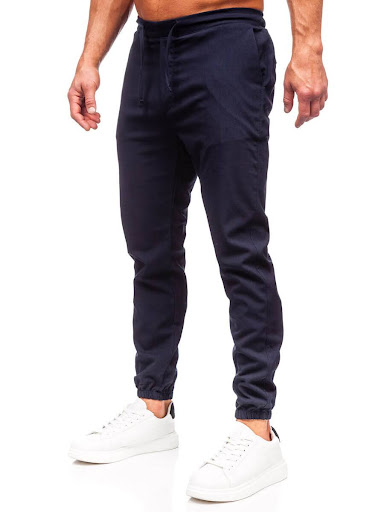 Materiałowe męskie joggery w fasonie slim fit